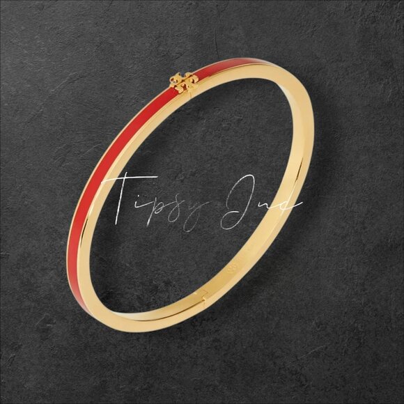 Tory Burch Red and Gold Kira Earring and Bracelet Set! - Picture 5 of 9